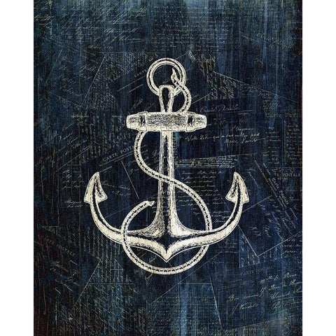 Inverted Anchors Away 1 White Modern Wood Framed Art Print by Kimberly, Allen