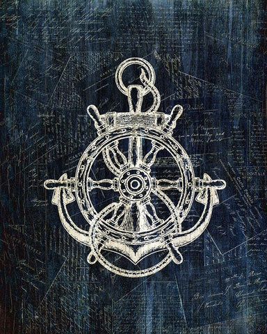 Inverted Anchors Away 2 Black Ornate Wood Framed Art Print with Double Matting by Kimberly, Allen