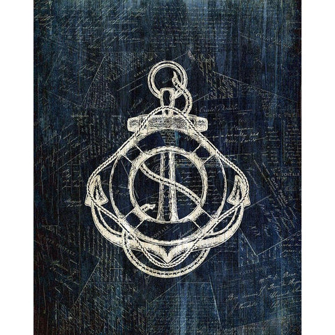 Inverted Anchors Away 3 Black Modern Wood Framed Art Print with Double Matting by Kimberly, Allen