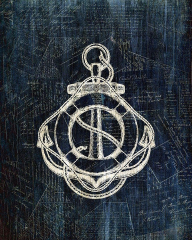 Inverted Anchors Away 3 Black Ornate Wood Framed Art Print with Double Matting by Kimberly, Allen