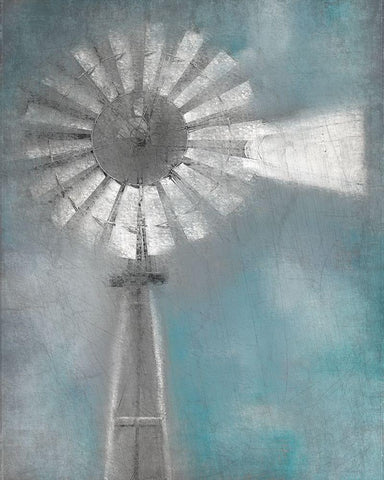 Windmill White Modern Wood Framed Art Print with Double Matting by Allen, Kimberly