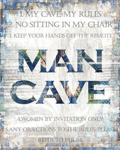 Man Cave Rules Black Ornate Wood Framed Art Print with Double Matting by Kimberly, Allen