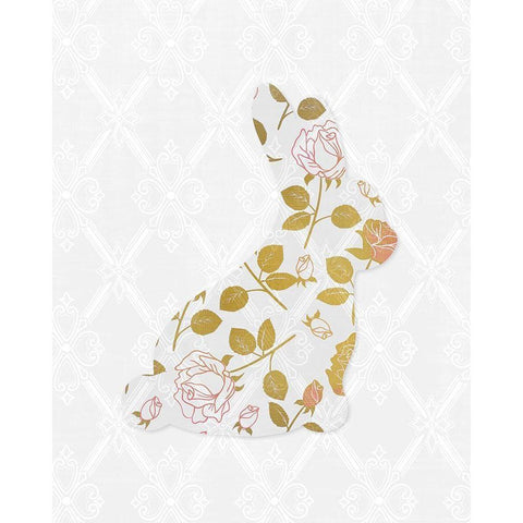 Latice Bunny 1 Gold Ornate Wood Framed Art Print with Double Matting by Kimberly, Allen