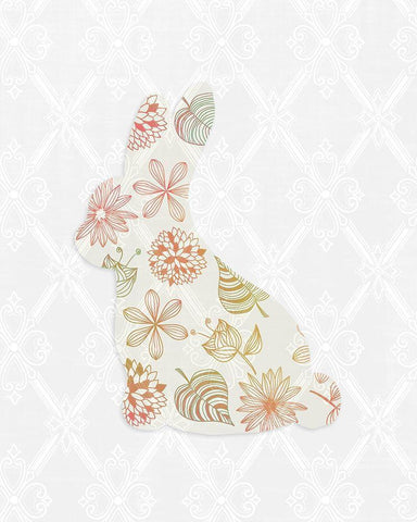 Latice Bunny 3 White Modern Wood Framed Art Print with Double Matting by Kimberly, Allen