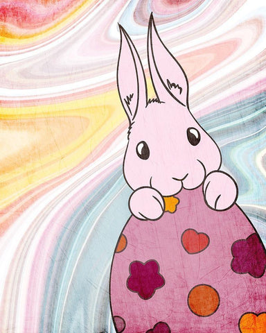 Marbled Bunny 1 White Modern Wood Framed Art Print with Double Matting by Kimberly, Allen