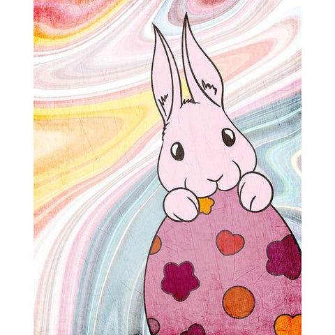 Marbled Bunny 1 Gold Ornate Wood Framed Art Print with Double Matting by Kimberly, Allen
