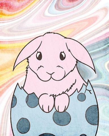 Marbled Bunny 3 White Modern Wood Framed Art Print with Double Matting by Kimberly, Allen