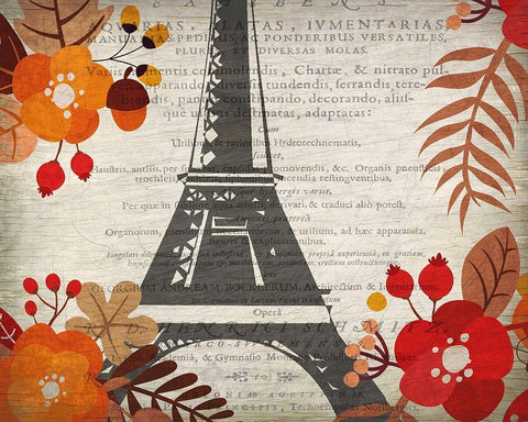 Paris in the Fall 3 Black Ornate Wood Framed Art Print with Double Matting by Kimberly, Allen