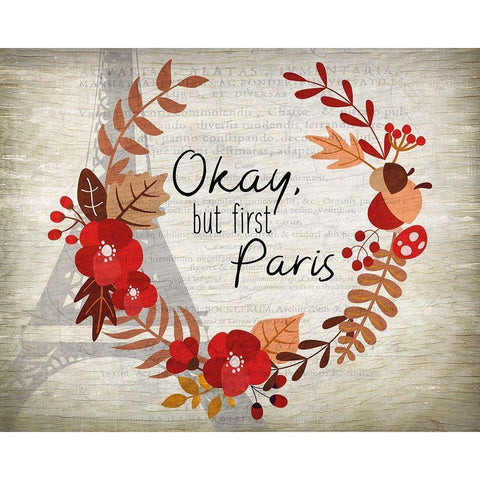 Paris in the Fall 4 Gold Ornate Wood Framed Art Print with Double Matting by Kimberly, Allen