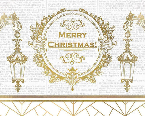 Newspaper Christmas 5 Black Ornate Wood Framed Art Print with Double Matting by Kimberly, Allen