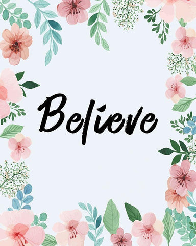 Believe White Modern Wood Framed Art Print with Double Matting by Kimberly, Allen