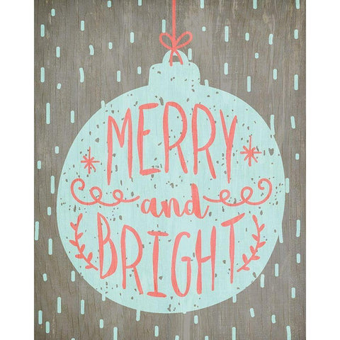 Merry and Bright 3 Gold Ornate Wood Framed Art Print with Double Matting by Kimberly, Allen