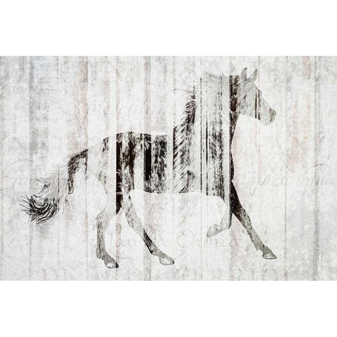 Barnwood Horse 2 Gold Ornate Wood Framed Art Print with Double Matting by Allen, Kimberly