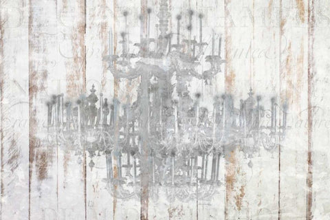 Barnwood Chandelier Black Ornate Wood Framed Art Print with Double Matting by Allen, Kimberly