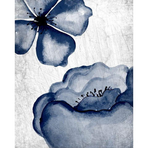 Navy Blooms 1 Gold Ornate Wood Framed Art Print with Double Matting by Allen, Kimberly