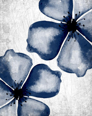 Navy Blooms 2 White Modern Wood Framed Art Print with Double Matting by Allen, Kimberly