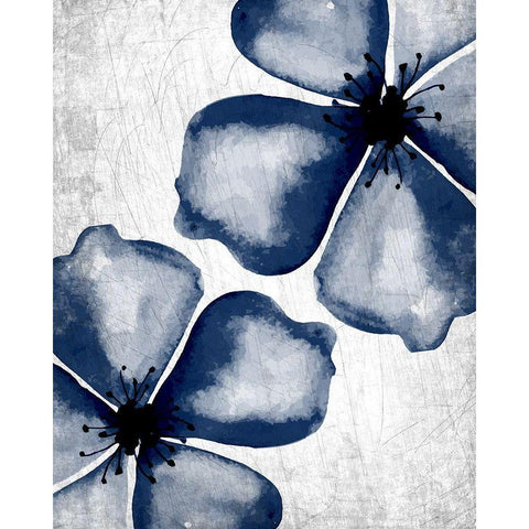 Navy Blooms 2 Black Modern Wood Framed Art Print by Allen, Kimberly