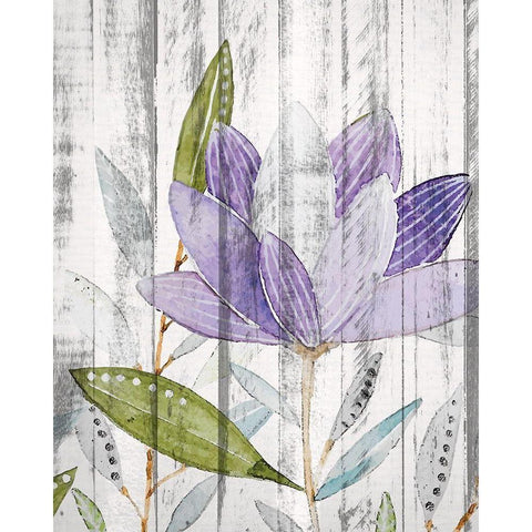 Purple Floral on Wood 2 Gold Ornate Wood Framed Art Print with Double Matting by Kimberly, Allen