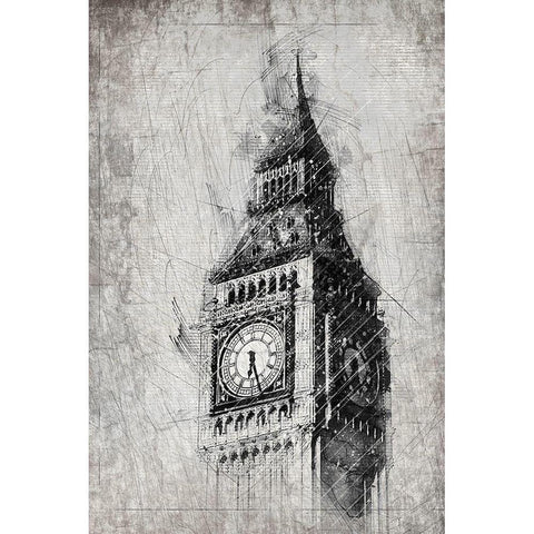 Big Ben Gold Ornate Wood Framed Art Print with Double Matting by Kimberly, Allen