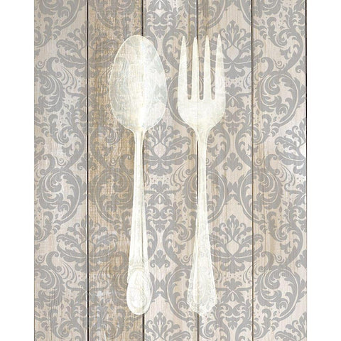 Antique Cutlery 1 White Modern Wood Framed Art Print by Allen, Kimberly