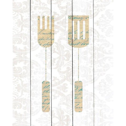 Kitchen Utensils 1 Black Modern Wood Framed Art Print with Double Matting by Kimberly, Allen
