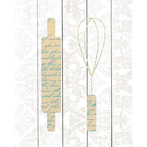 Kitchen Utensils 2 Black Modern Wood Framed Art Print with Double Matting by Kimberly, Allen