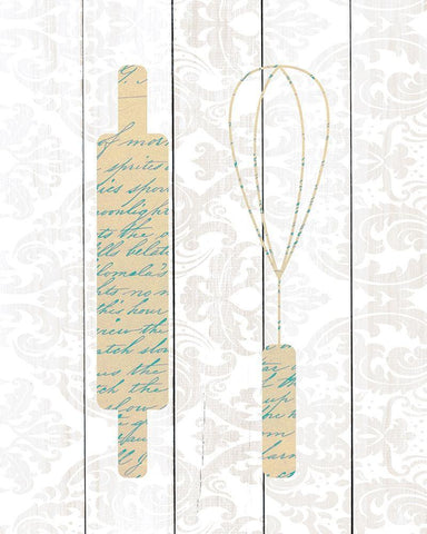 Kitchen Utensils 2 Black Ornate Wood Framed Art Print with Double Matting by Kimberly, Allen