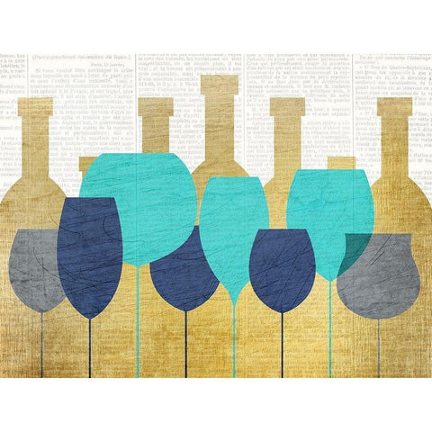 Glasses and Bottles Black Modern Wood Framed Art Print with Double Matting by Kimberly, Allen