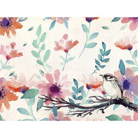 Spring Bird White Modern Wood Framed Art Print by Kimberly, Allen