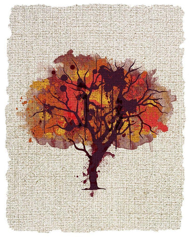 Splatter Trees 1 White Modern Wood Framed Art Print with Double Matting by Kimberly, Allen