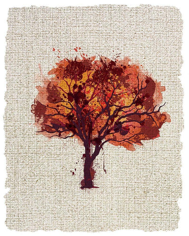 Splatter Trees 2 White Modern Wood Framed Art Print with Double Matting by Kimberly, Allen