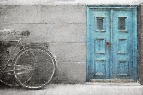 Teal Doorway Black Ornate Wood Framed Art Print with Double Matting by Allen, Kimberly