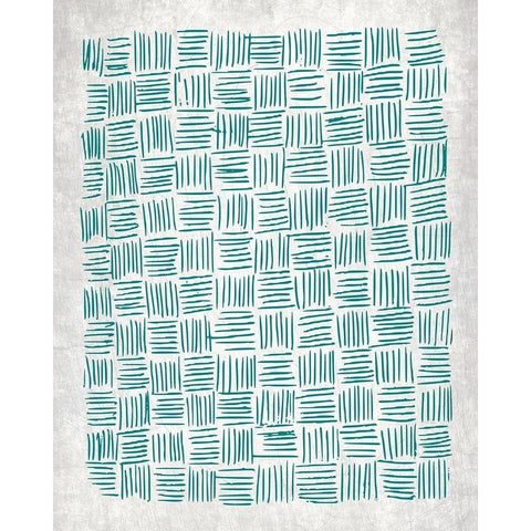 Teal Crosshatched 1  Black Modern Wood Framed Art Print with Double Matting by Kimberly, Allen