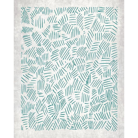 Teal Crosshatched 3 White Modern Wood Framed Art Print by Kimberly, Allen