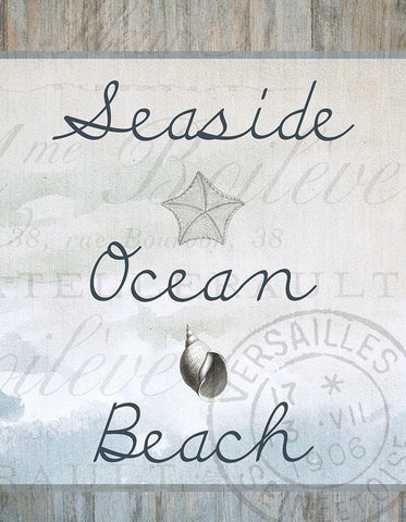 Seaside C White Modern Wood Framed Art Print with Double Matting by Kimberly, Allen
