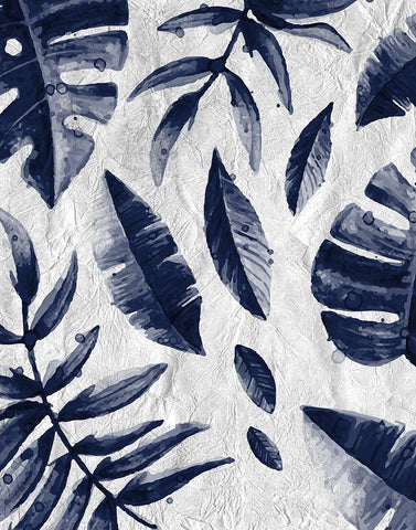 Tropic Indigo Leaves 1 White Modern Wood Framed Art Print with Double Matting by Allen, Kimberly