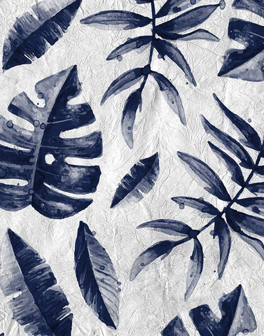 Tropic Indigo Leaves 2 Black Ornate Wood Framed Art Print with Double Matting by Allen, Kimberly