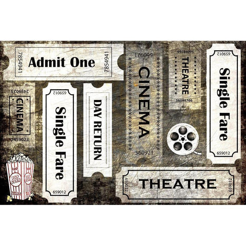 Admit One White Modern Wood Framed Art Print by Kimberly, Allen