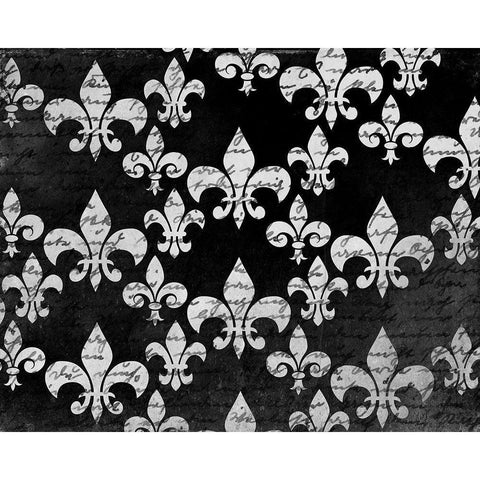 Black and White Fleur Gold Ornate Wood Framed Art Print with Double Matting by Kimberly, Allen