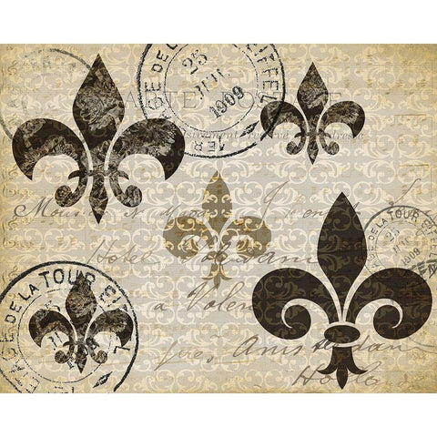 Postcard Fleur Black Modern Wood Framed Art Print by Kimberly, Allen