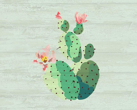 Cacti 1 White Modern Wood Framed Art Print with Double Matting by Kimberly, Allen