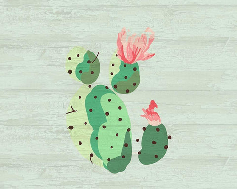 Cacti 2 White Modern Wood Framed Art Print with Double Matting by Kimberly, Allen