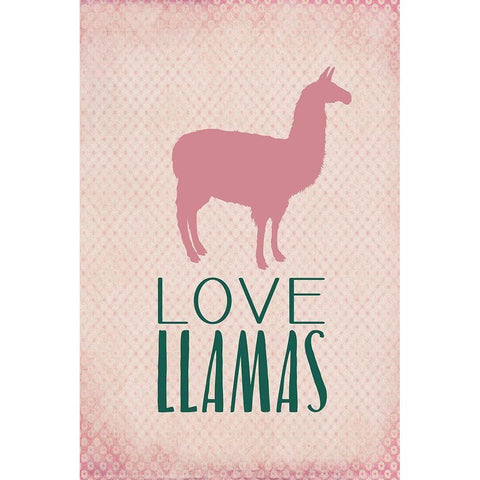 Love Llamas Black Modern Wood Framed Art Print with Double Matting by Kimberly, Allen