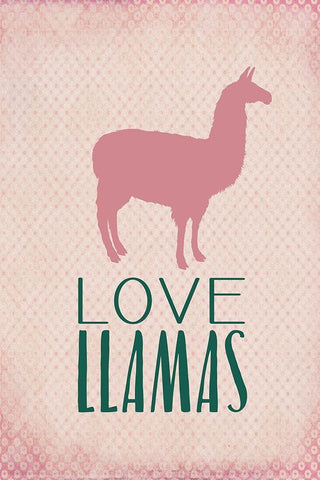 Love Llamas White Modern Wood Framed Art Print with Double Matting by Kimberly, Allen