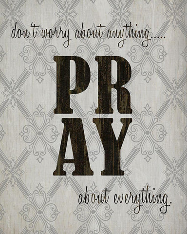 PRAY White Modern Wood Framed Art Print with Double Matting by Kimberly, Allen