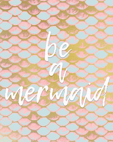 Be a Mermaid 1 v2 White Modern Wood Framed Art Print with Double Matting by Kimberly, Allen