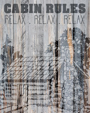 Cabin Rules 1 Black Ornate Wood Framed Art Print with Double Matting by Kimberly, Allen