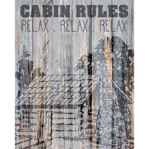 Cabin Rules 1 Black Modern Wood Framed Art Print by Kimberly, Allen