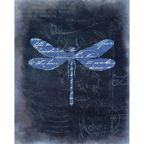 Dragonfly Blue 1 Black Modern Wood Framed Art Print with Double Matting by Allen, Kimberly