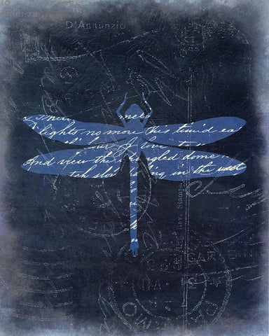 Dragonfly Blue 3 Black Ornate Wood Framed Art Print with Double Matting by Allen, Kimberly